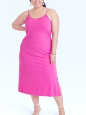 A New Day Pink Rib-Knit Cami Midi‎ Dress​​​ Sz XXL